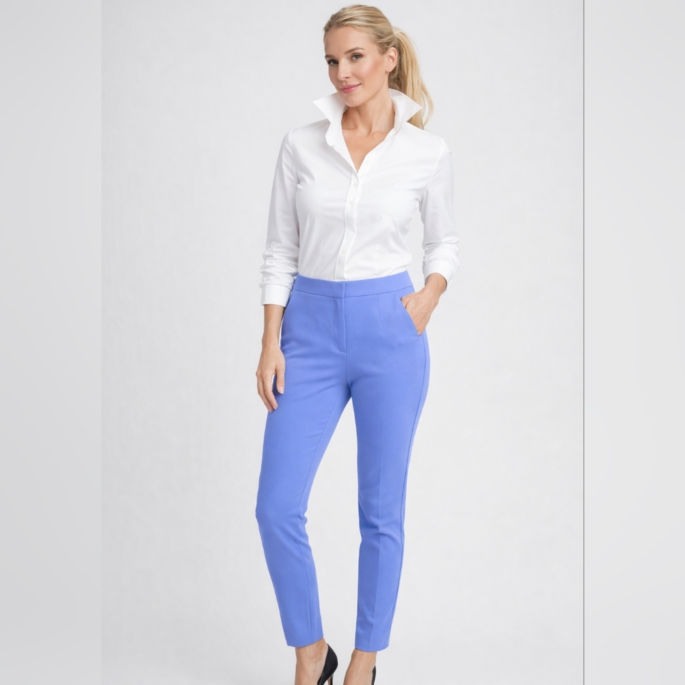 Ann Taylor Pull On Cropped Blue Purple High Rise Dress Pant M - Picture 2 of 6